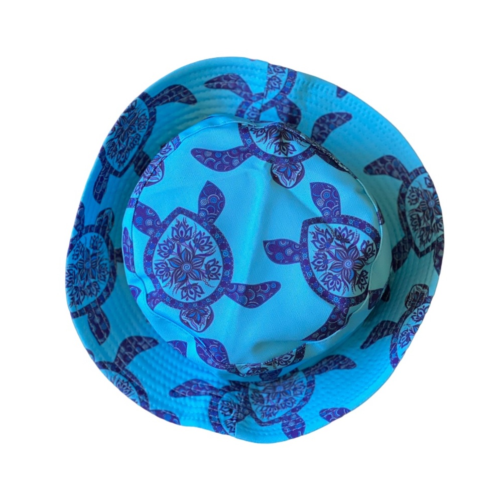 Blue Tropical Sea Turtle Blue Bucket Hat One Size